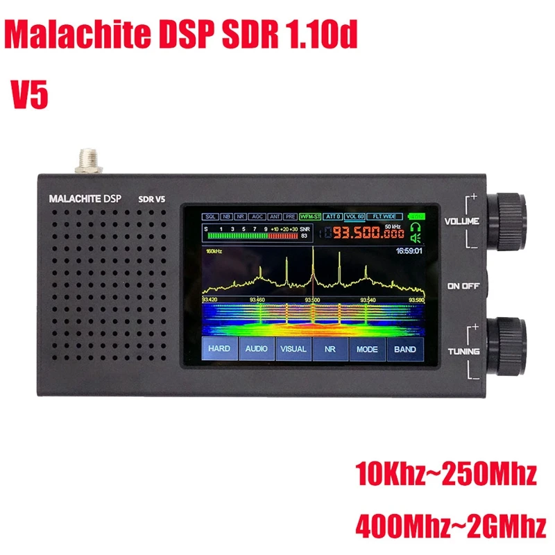 

1Set Malachite DSP SDR 1.10D Radio Receiver V5 Metal Case 5000Mah AM CW SSB NFM WFM With Firmware Board