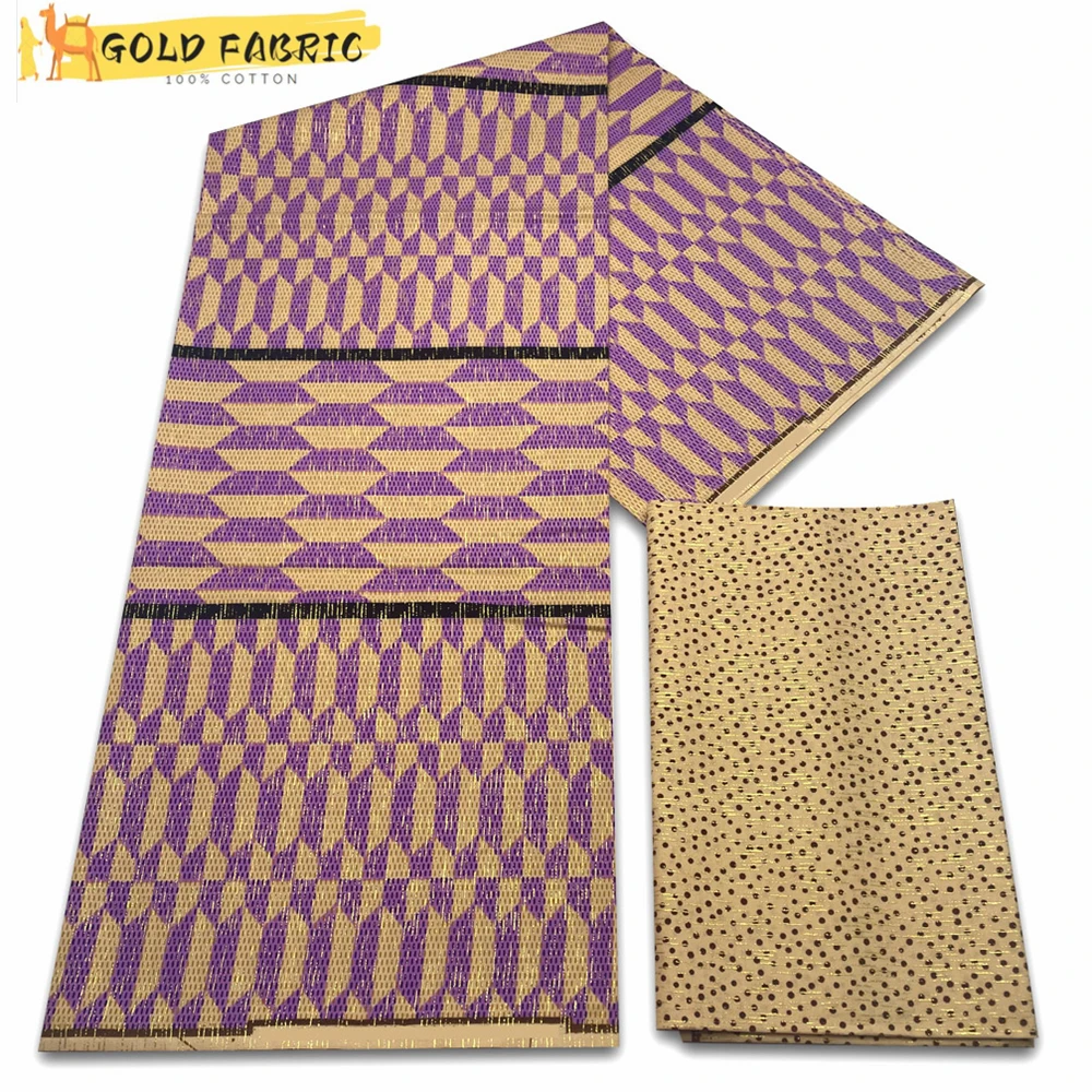 

African Golden Wax Fabric 100% Cotton Fashion Print Ankara Fabric Ghana Nigeria Style Pagne 2+4 Yards Sewing Material VLG-11