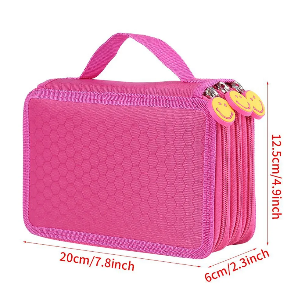 48 Slots School Pencil Case Supplies for Girls Boys Pencilcase Stationery Organizer 3 Compartment Pen Box Holster Bag Acsesories
