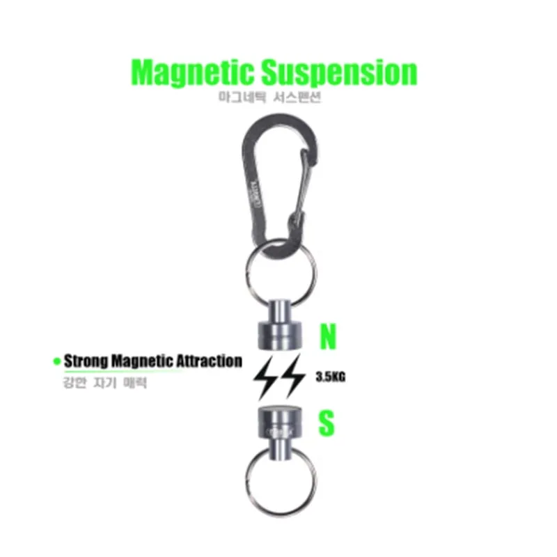 fishing tools Magnetic Net Release Holder With Coiled Lanyard Strong Magnet Carabine Fast Buckle Anti-Drop Rope Accessories