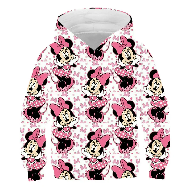 

Mickey Mouse Lovely Hoodies 3D Printing Girls Sweatshirt Long Sleeve Spring Autumn Disney Series Hooded Tops Clothing 1-14 Yrs