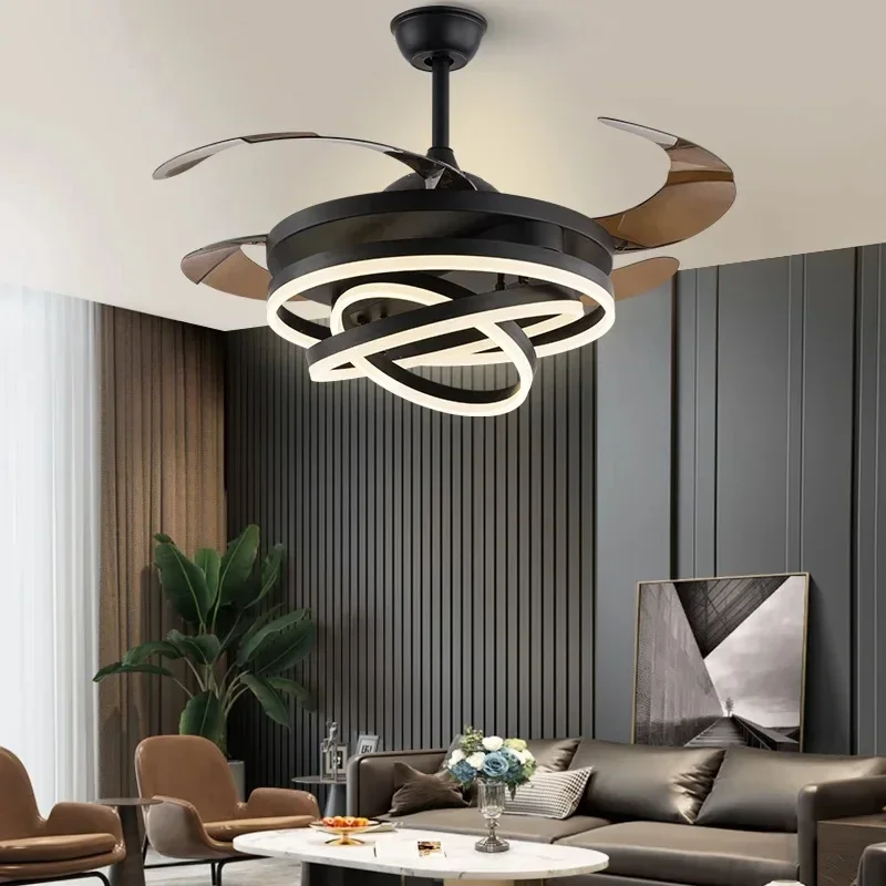 New Living Room Invisible Nordic Ceiling Fan Light Dining Room Bedroom Home Simple Modern Led Fan Light Ceiling Fan Light