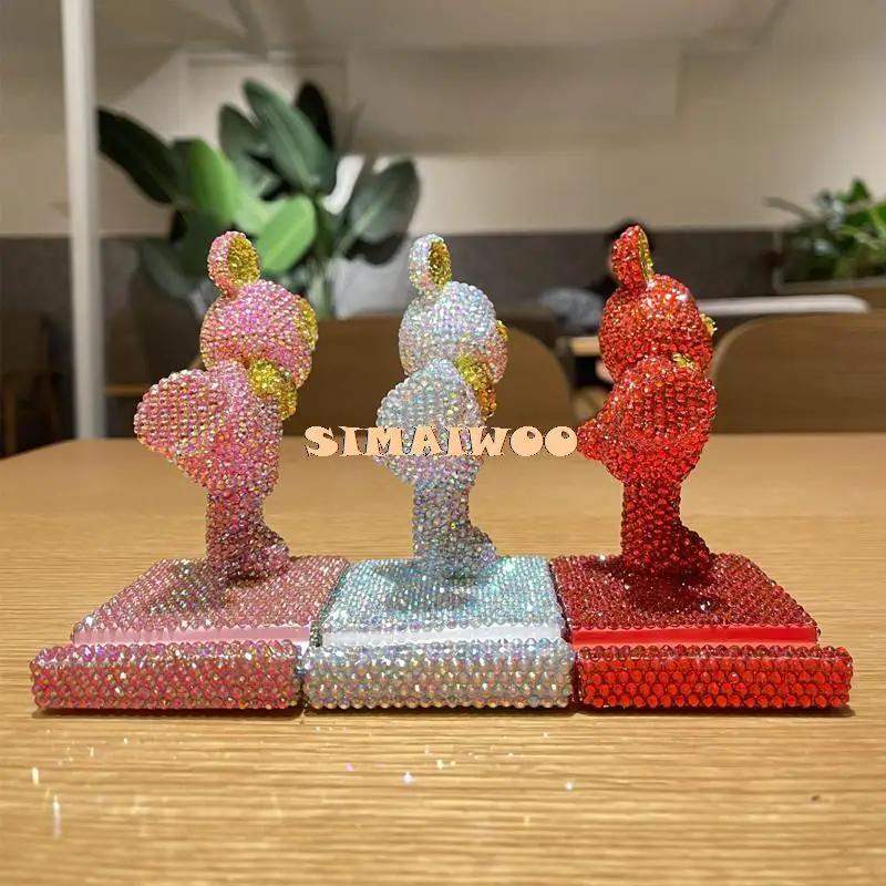 DIY diamantbesetzte Bärenform mobile Halterung handgefertigte Strass-Handyhalter Mosaik Handwerk funkelnde kleine Figur – Detail 3