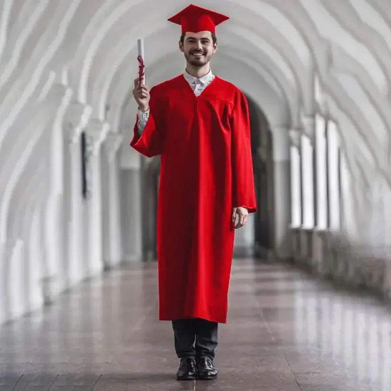 Graduation Gown Set Man Women Soft Matte Graduation Gown Hat Tassel Unisex For High School And Bachelor