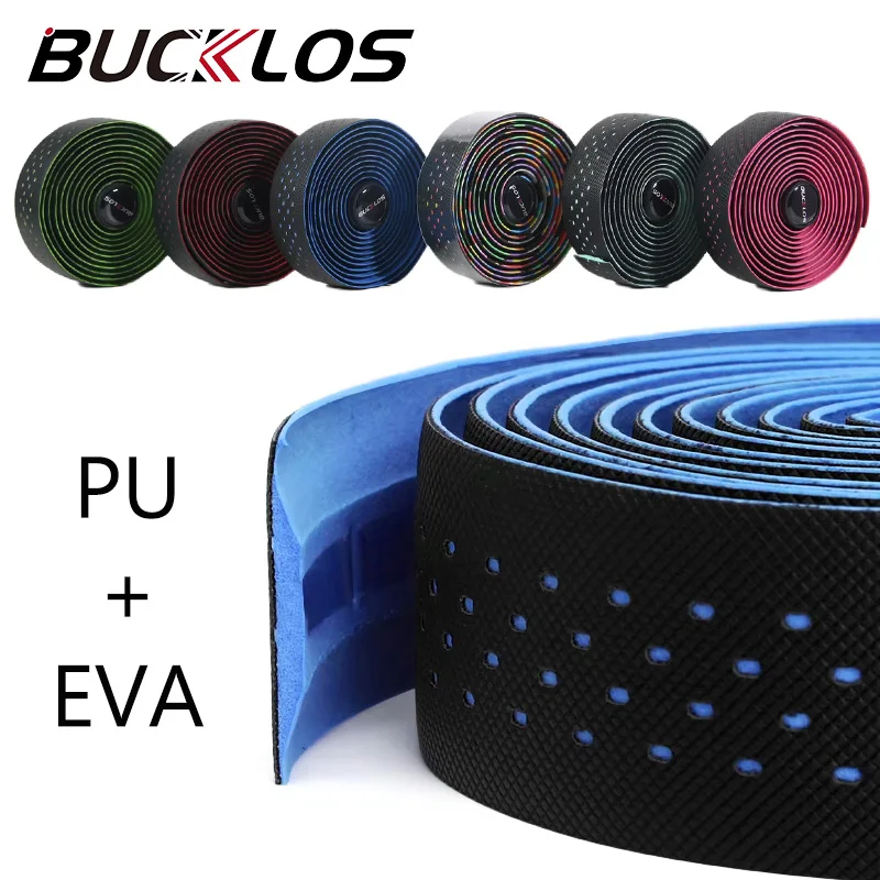 Bike Handlebar Tape BUCKLOS Anti-Vibration Road Bike Handlebar Tape PU EVA Bicycle Bar Strap Professional Racing Handle Wrap Belt Gravel Accessories