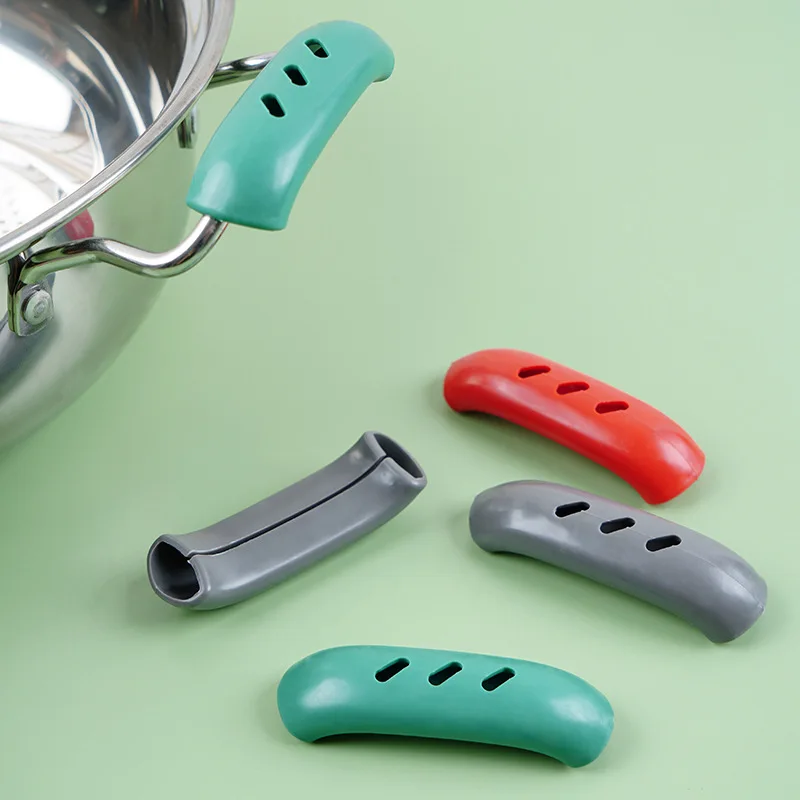 

1 Pair Silicone Insulated Pot Handle Sheath Heat Insulation Protective Anti-slip Cover for Tableware Kitchen Accessories