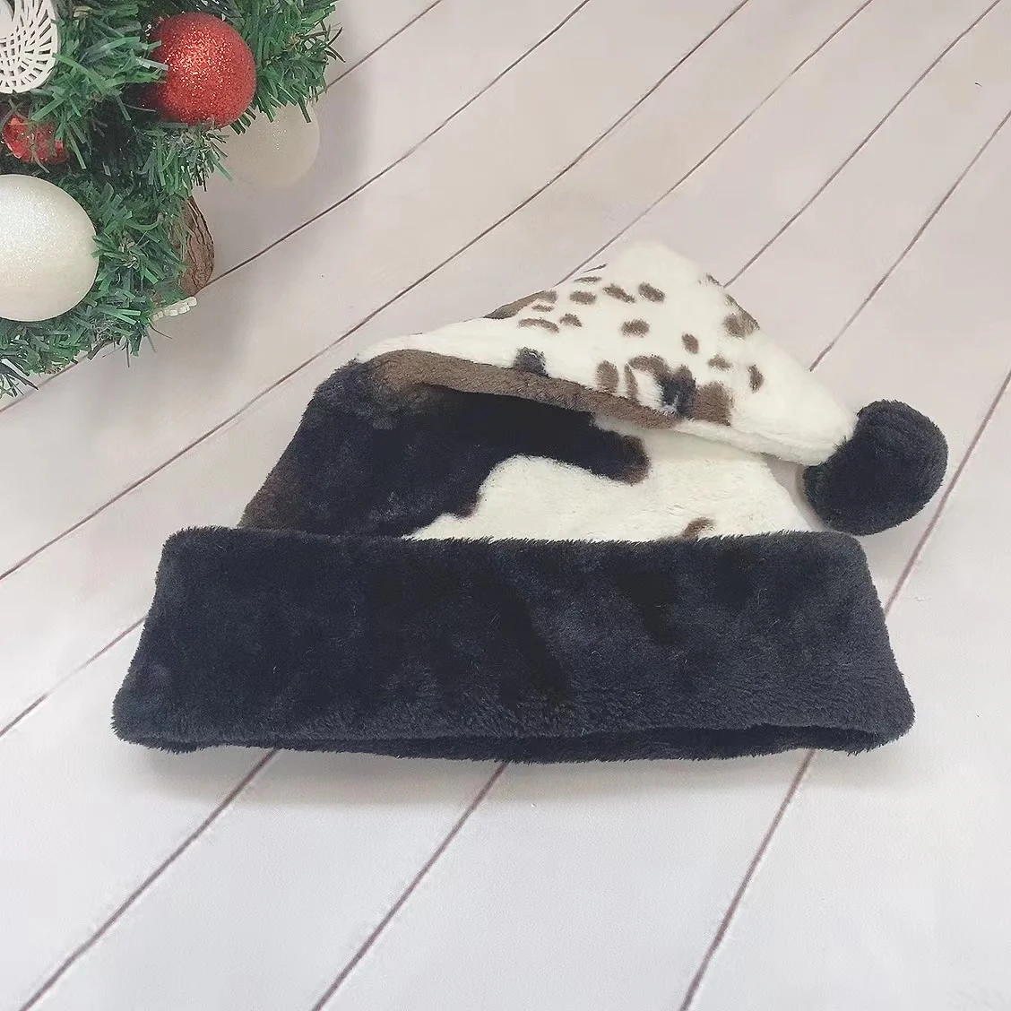 Plush Christmas Hat for Adults and Kids, Cow, Animal Decor, Santa Claus, Winter Caps, Decorations for Home, Xmas Gifts, New Year