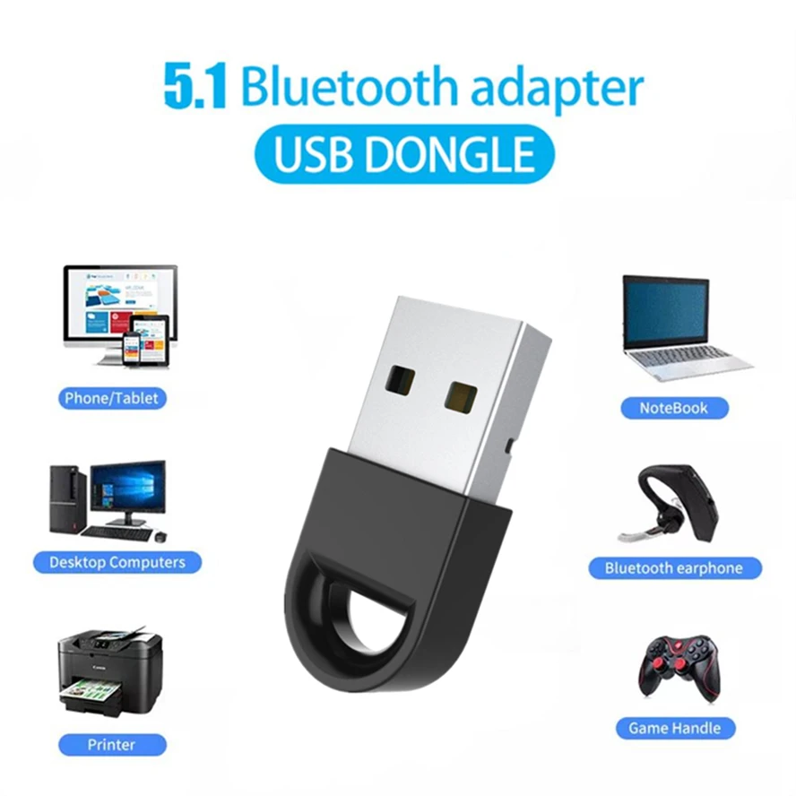 Bluetooth Adapter USB 5.1 Dongle Transmitter Receiver Music Audio Wireless for Computer PC Laptop