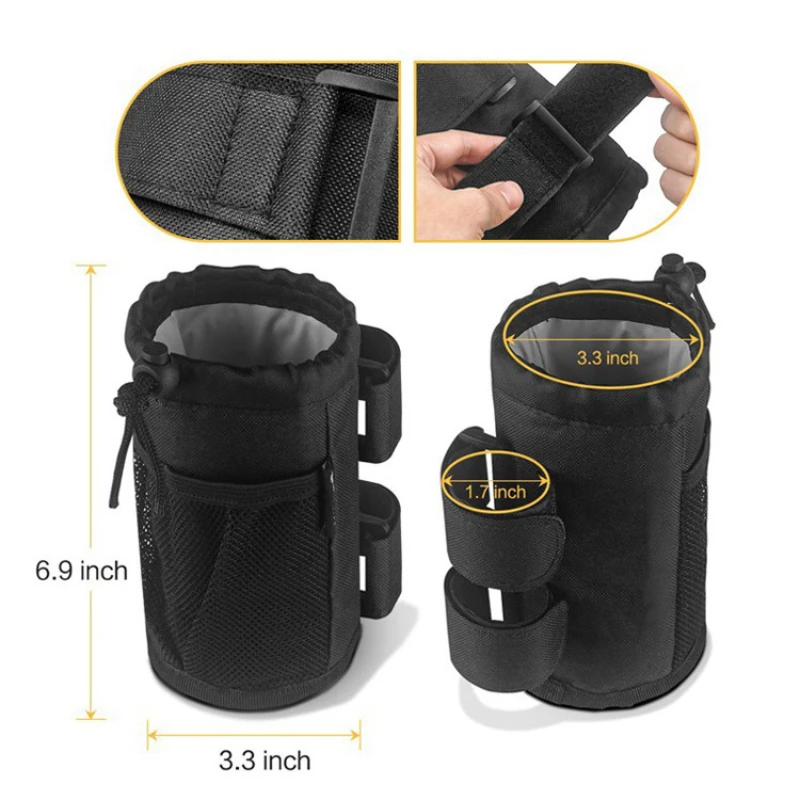 Bicycle Motorbike Water Cup Holder Outdoor Oxford Cloth Bottle Bag Trolley Wheelchair with Mesh Bag Insulated Bumper Cover bicycle water bottle cage bicycle bottle holder water bottle holder 1PC