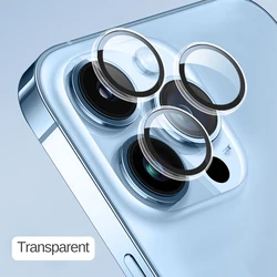 Transparent Metal Ring Camera Lens Protector for Apple iPhone - Premium Glass Film (Transparent)