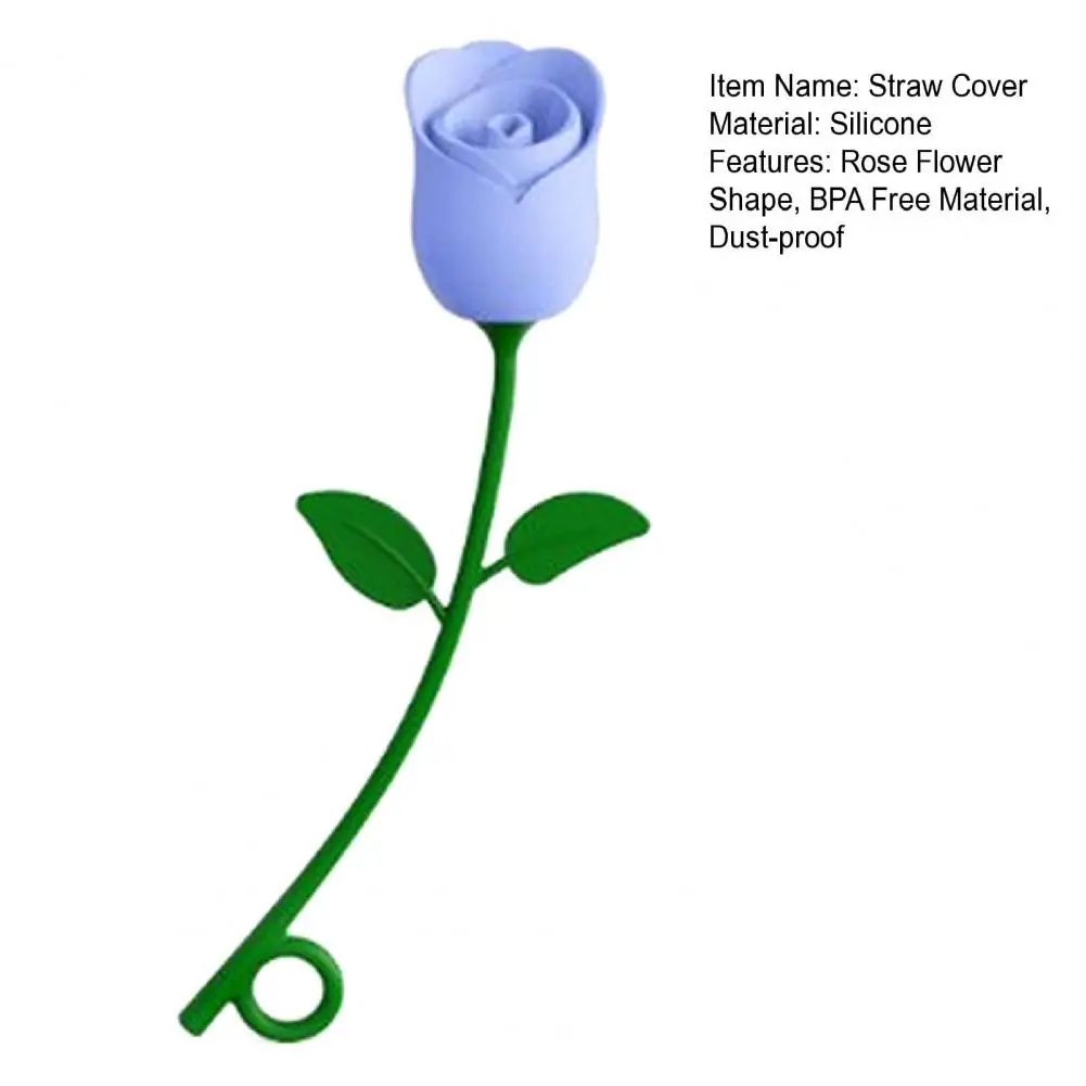 6-10MM Rose Flower Straw Cover BPA Free Silicone Reusable Dust-proof No Spill Tumbler Straw Tip Plug Topper Protector Cup Supply