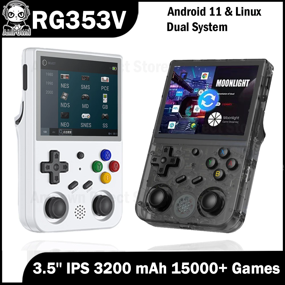 Anbernic Rg353V 64Gb Touch Screen Lettori Di Giochi Portatili Android 11 Linux Dual System Console Per Videogiochi Portatile Lantsun
