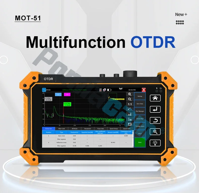MOT-51 OTDR Tester 5.55 Inch OLED Touch Screen OTDR OPM VFL Optic Time-domain Re