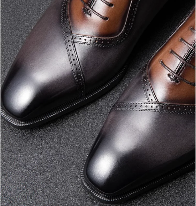 Neue High-End-Frühlings-Lederschuhe für Herren, formelle Business-handgefertigte britische Oxford-Hochzeitsschuhe für Herren, Bräutigam-Trend – Detail 13