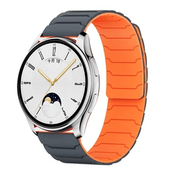 Sport Silicone Wristband Bracelet - Magnetic Strap for MoonSwatch Accessories (Grey Orange)