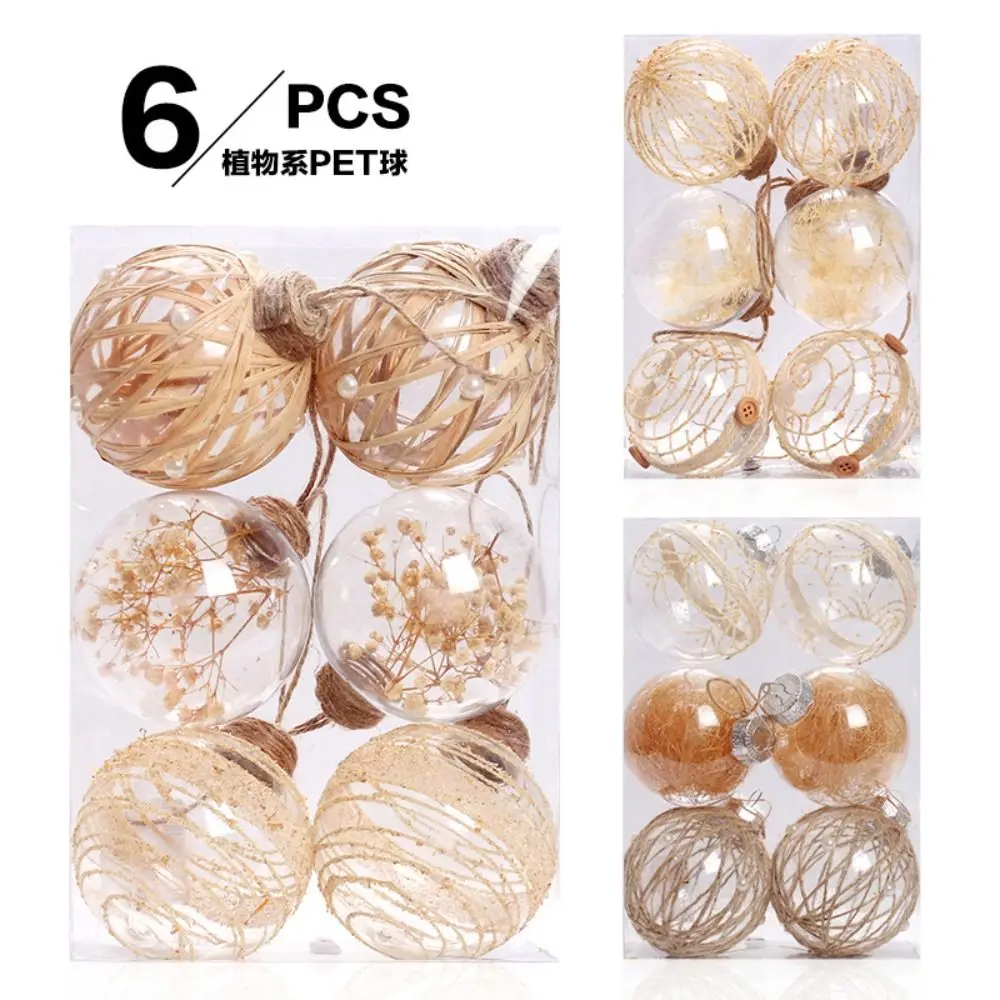 

6PCS/ 1Set 8cm Christmas Ball Set Plastic Transparent Xmas Baubles Suspensable Christmas Tree Balls Scene Supplies