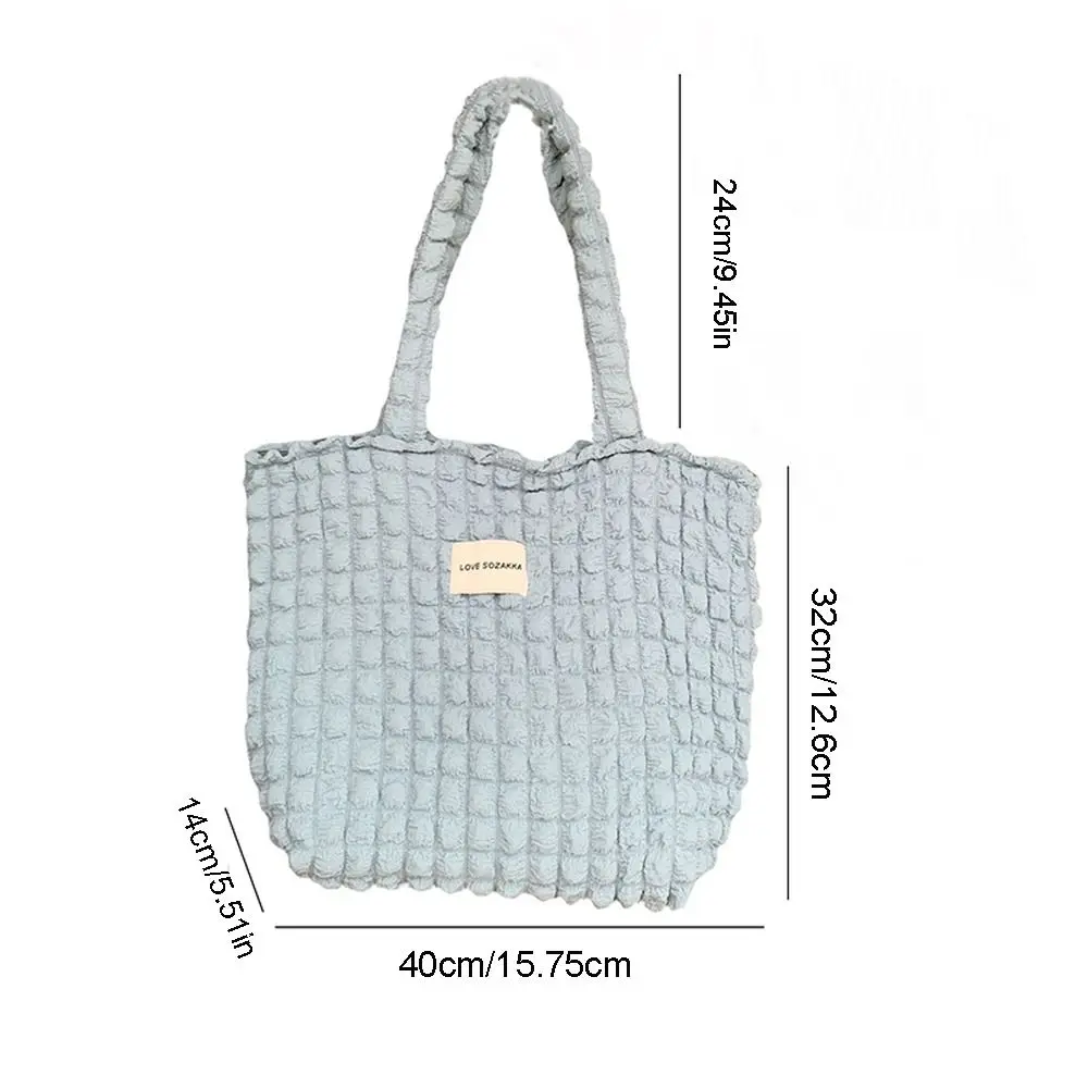 Pleated Cloud Bubble Shoulder Bag Solid Color Korean Style Ins Tote Bag Storage Large Capacity Plaid Underarm Women