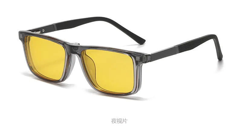 Lzabella Herren-Brille, magnetisch, zum Aufstecken, Myopie-Brille, 6-in-1, polarisierte Sonnenbrille, quadratisch, für den Außenbereich, Fahrbrille 3311 – Detail 14