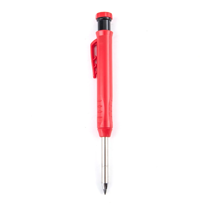 Solid Carpenter Pencil Set with 7 Refill Set Leads Built-in Sharpener Deep Hole Mechanical Marker Marking Pen Tool Marker Sets