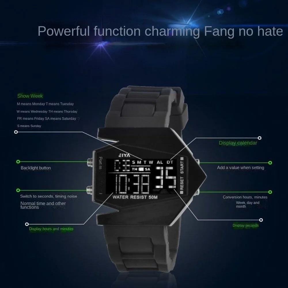 

Girl Silicone Strap Cool 12/24H System Alarm Stopwatch Calendar Electronic Watch