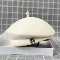 Classic Ladies Beret Hat Fancy Wool Felt Hat Warmer Winter Hat Cap White Black Women Fedora Hat Fascinator Pillbox Hat Formal 2