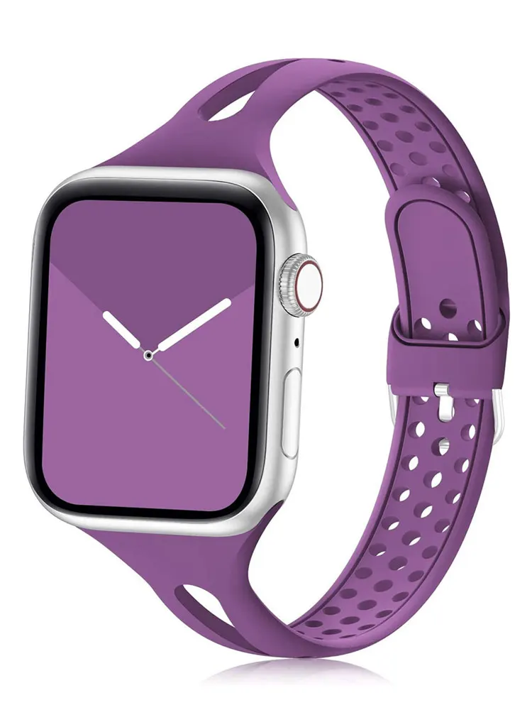 

Slim strap for Apple watch band 44mm 40mm 42mm 38mm 45/41mm Silicone watchband correa bracelet for iwatch series 8 7 6 5 4 3 SE