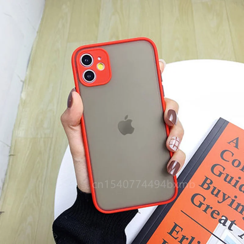 Shockproof Armor Matte Case For iPhone 13 12 11 Pro Xs Max XR X 6 7 8 Plus SE Mini Luxury Silicone Bumper Clear Hard Cover Funda best waterproof phone pouch Cases & Covers