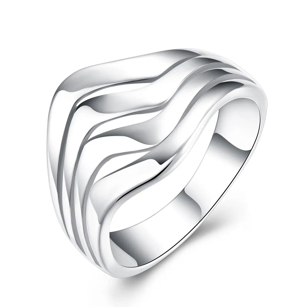 Silver Rings Silver Ring Wedding Rings 925 Sterling Silver Four Lines Smooth Ring For Woman Man