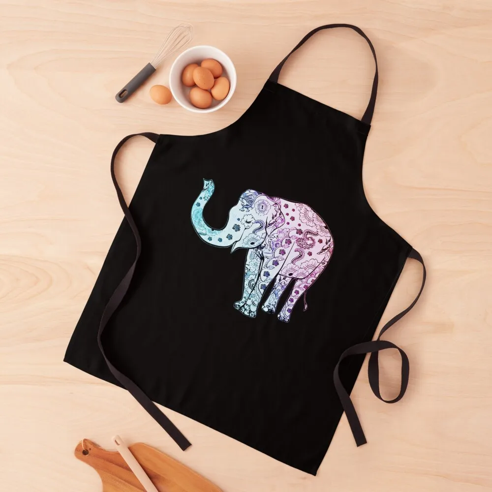 

Floral Patterned Pink & Blue Indian Elephant Apron Women's cook wear Ladies Apron