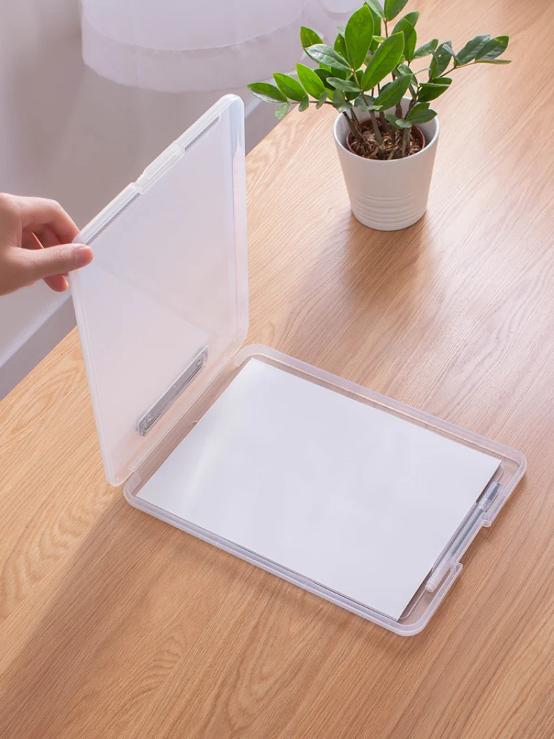 A4 Storage Box File Folder Plastic Storage Clipboard File Box Case Document File Folder Clipboard Office