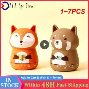 1~7PCS Household Kitchen Animal Cute Timer Cooking Timer Baking Time Gift Home Study