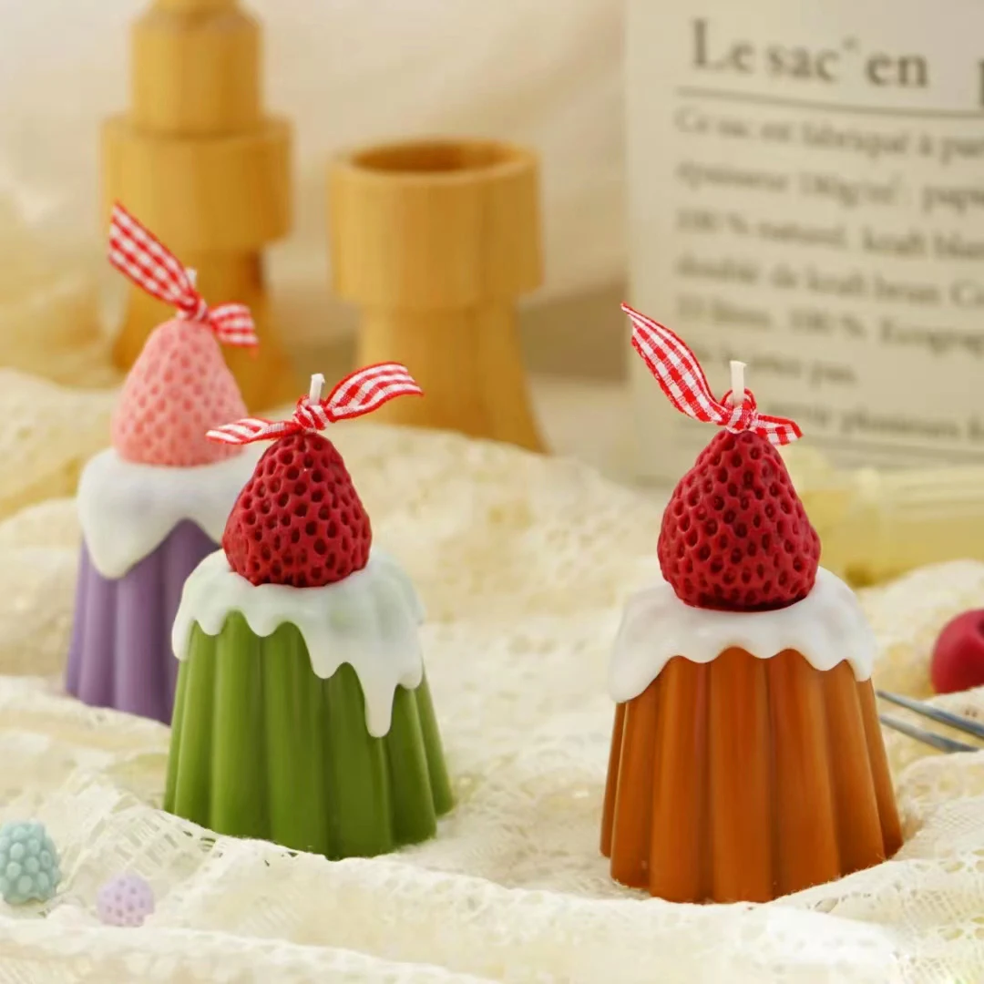 

Cannele Candle Fake Dessert Canelés Pudding Candle Scented for Coffee Shop House Decoration Aromatic Food Candles