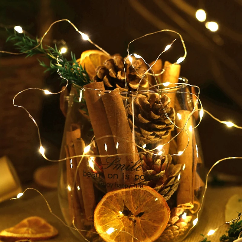 1/2/3M USB LED String Lights Copper Silver Wire Garland Light Waterproof Fairy Lights For Christmas Wedding Party Decoration