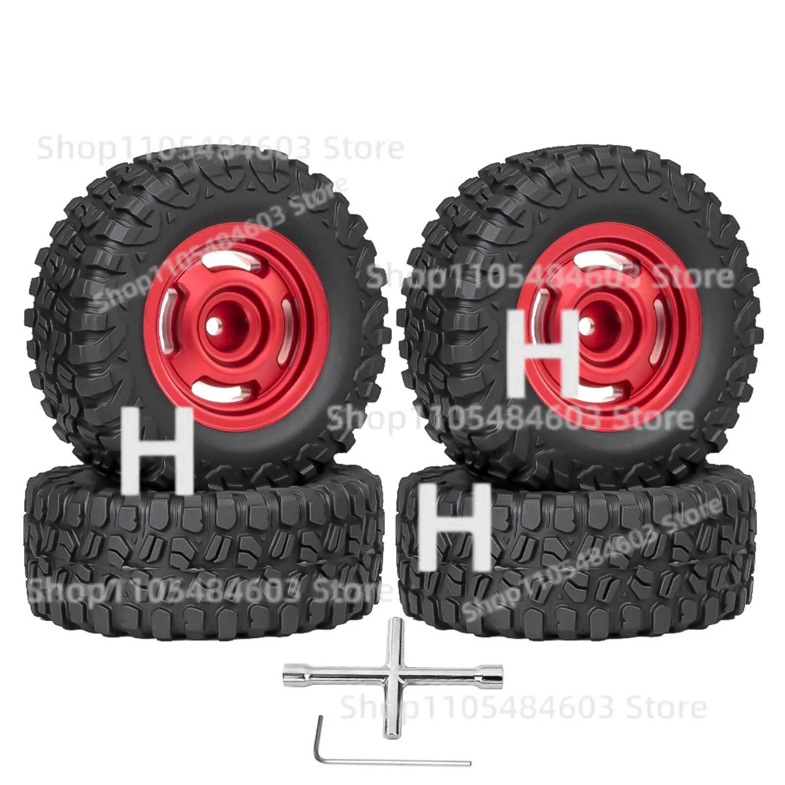 트랙사스 1/18 TRX4M 랜드로버 TRX4MT RC 자동차용 1.3인치 휠 및 타이어(4개)