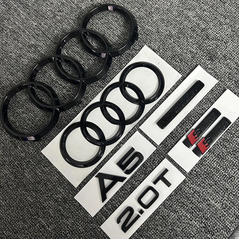 Auto Accessories 7PCS/set For Audi A5 Quattro 2.0T 2010- Car 4 Ring Front Grille Badge Rear Luggage Compartment Sticker
