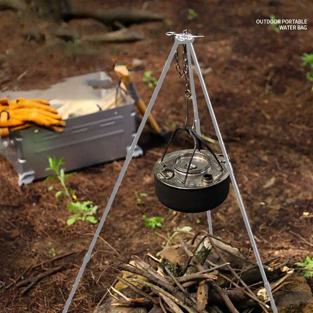 Campfire Tripod Folding Tripod With Chain For Outdoor Fire Cooking Campfire Cooker Stand Tripod Adjustable For Camping And