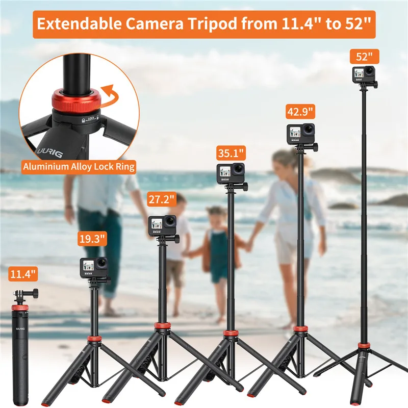 Alumínio Estender Selfie Vara Tripé Mini Portátil Vlog Tripé para Gopro Hero 12 11 Osmo Insta 360 um x2 x3