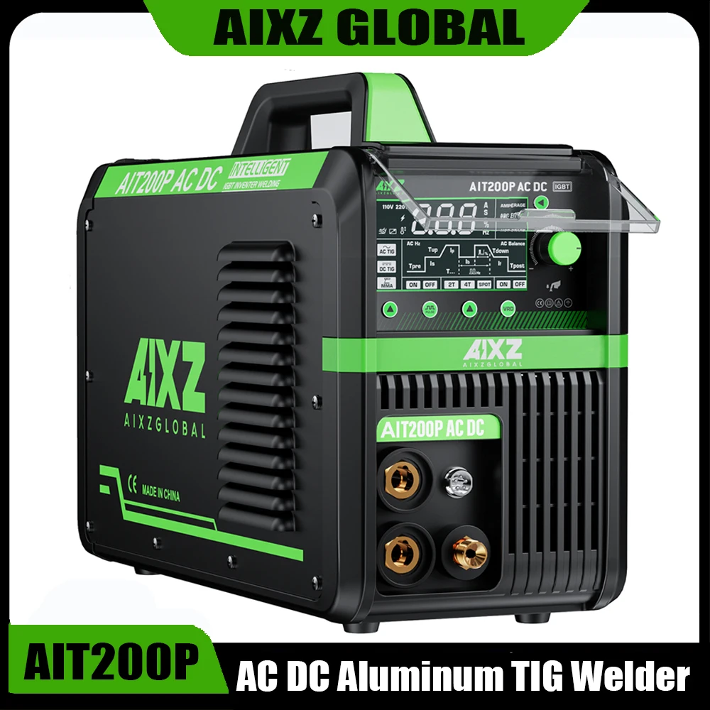 AIXZ 220V 200A 5 en 1 Máquina de Soldar TIG AC/DC para Aluminio, Soldador Multiproceso ARC MMA/Pulsado HF TIG 2T/4T con Arranque en Caliente por Puntos, Arc Force, Anti-Stick, VRD, Soldadores Inverter IGBT AIT200P