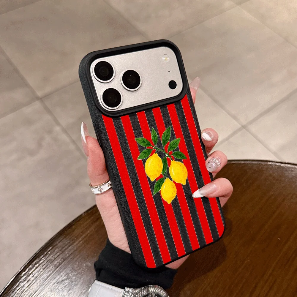 Vibrant Orange Striped Lemon Silicone Matte Phone Case Cover