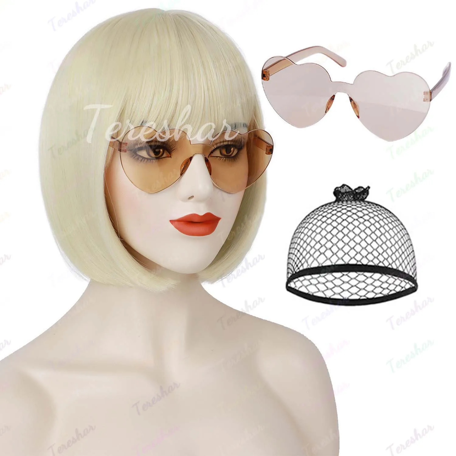 Perruque Cosplay Enfant – Cheveux Courts Bouclés Avec Lunettes – Accessoire Halloween – Déguisement Cartoon