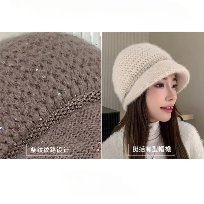 Korean Winter Pile Has for Women Thermal Pullover Hat Caps Fashion Outdoor Wide Brim Ear Protection Warm Skullcap Beanies Female