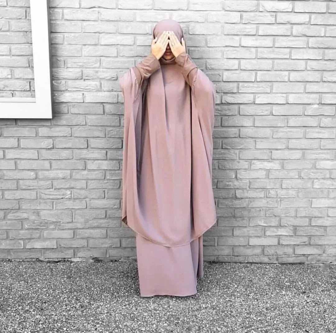 Ramadan Eid Hooded Abaya Set Muslim Prayer Garment Hijab Dress Women Long Khimar Robe Abayas Islam Clothes Niqab Djellaba Burka