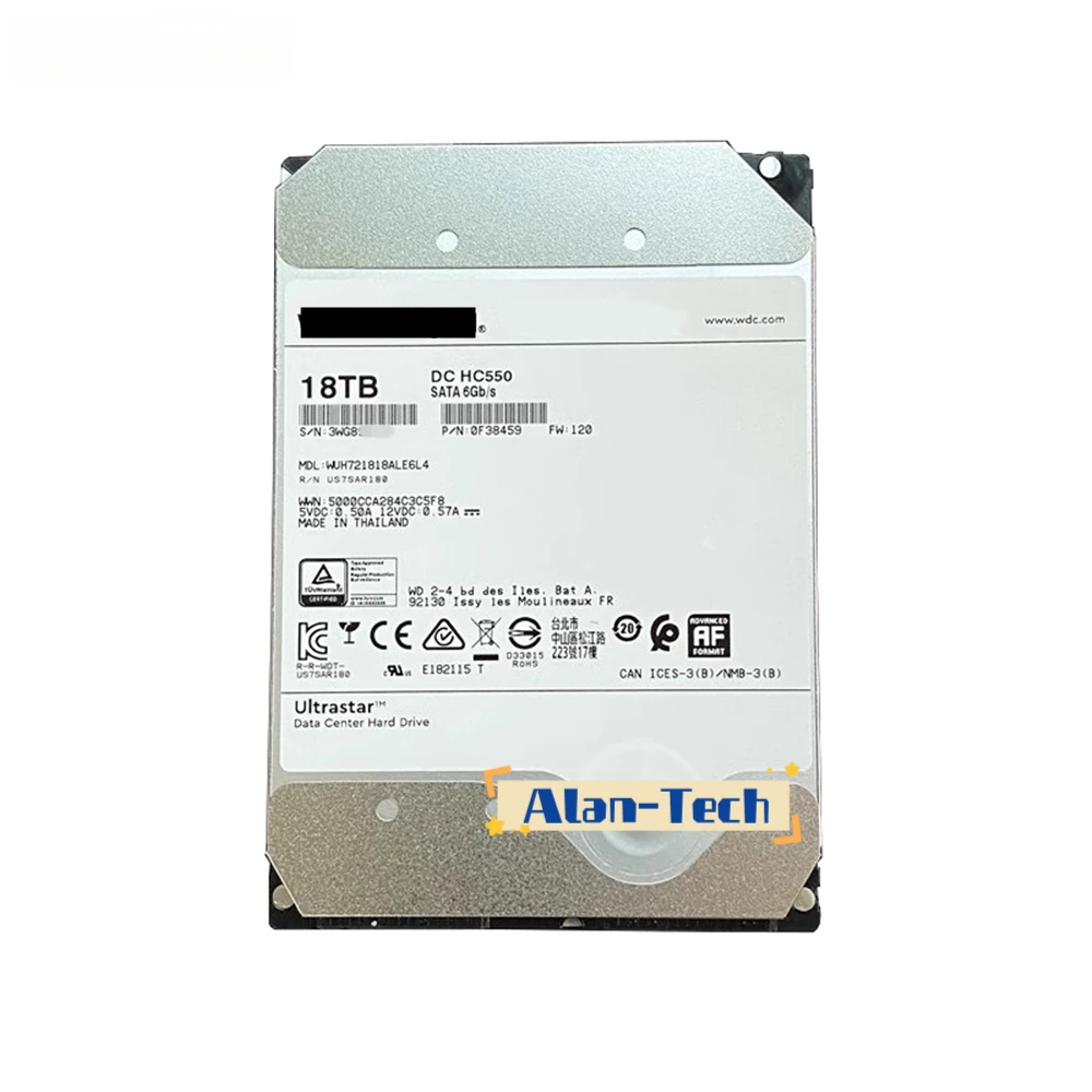 

For Western Digital 18TB HDD DC HC550 WUH721818ALE6L4 SATA 6Gb/s 7200RPM 3.5inch 18T Server PC Hard Disk Drive Fast Ship