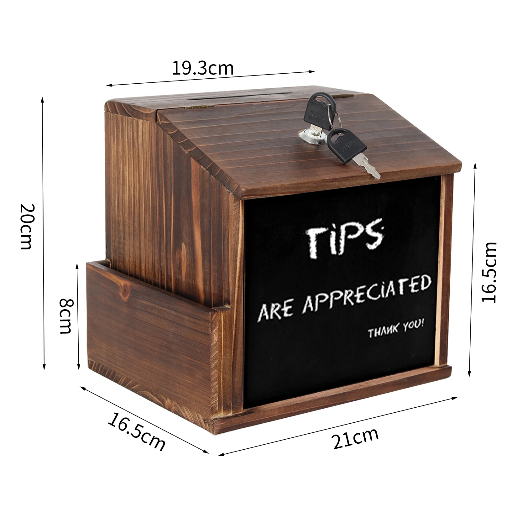 Lockable Wall Mounted Wooden Suggestion Box Chalkboard Ballot Donation Collection Box Lockable 3