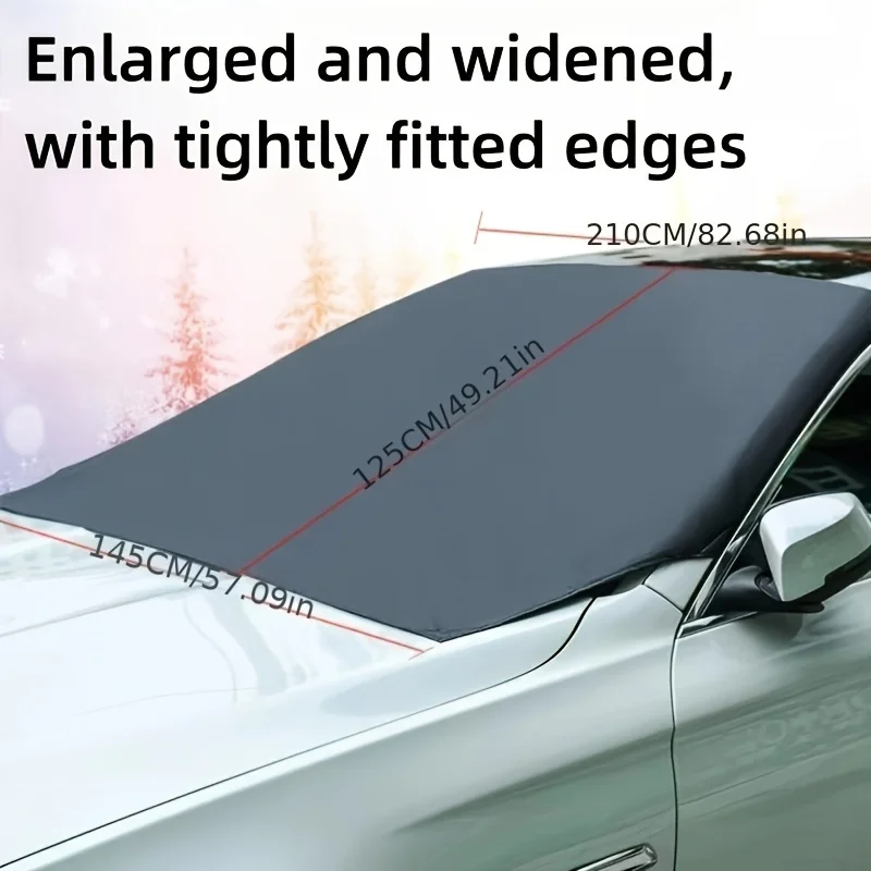 Universal Windshield Snow Cover with 6 Hidden Magnets, Durable Car Windshield Snow Ice Protector with Complimentary Storage Bag