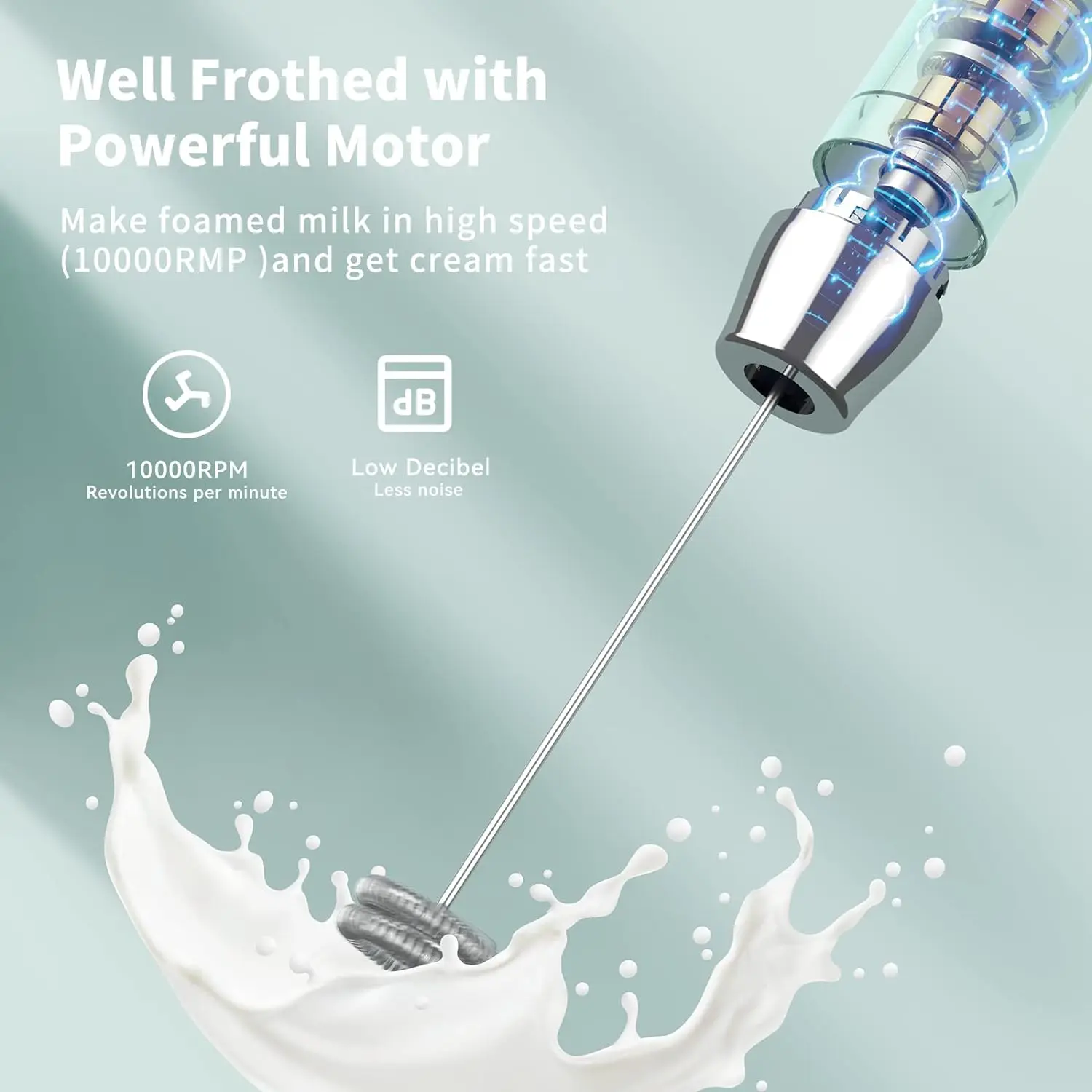 Maestri House Milk Frother USB-C Rechargeable Wireless Handheld Blender for Coffee Lattes Cappuccino Hot Chocolate Foam Maker 3