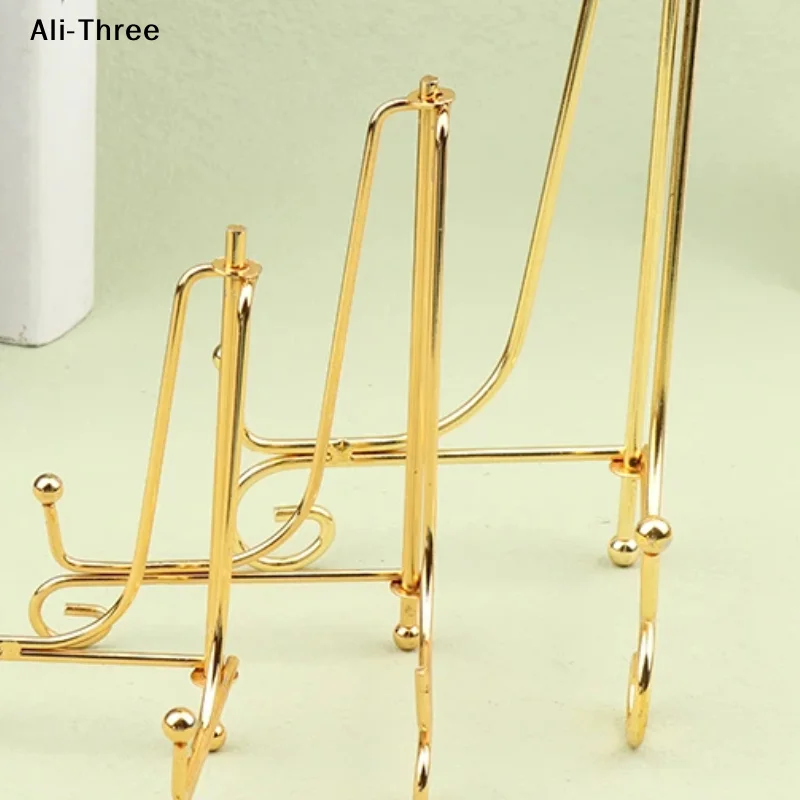 1Pc Gold Iron Display Stand Craft Bracket Book Holder Photo Pedestal Bowl Dish Frame Picture Plate Rack Easel Storage Decoration