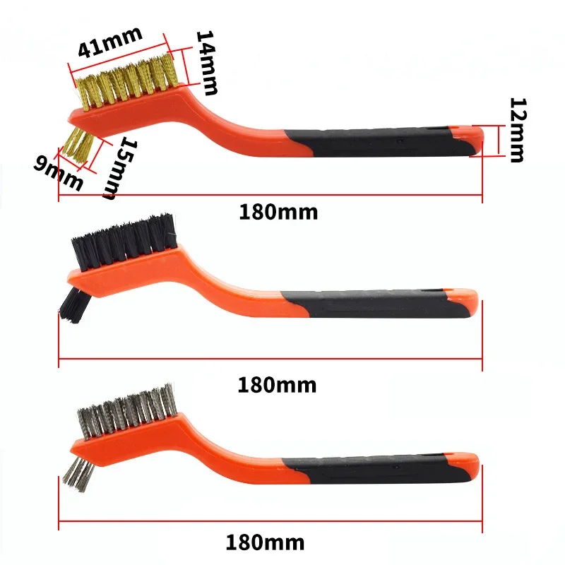 7 Inches Stainless Steel Brush Brass Cleaning Brush Polishing Rust Remover Metal Wire Burring Cleaning Tool Family 3-piece set
