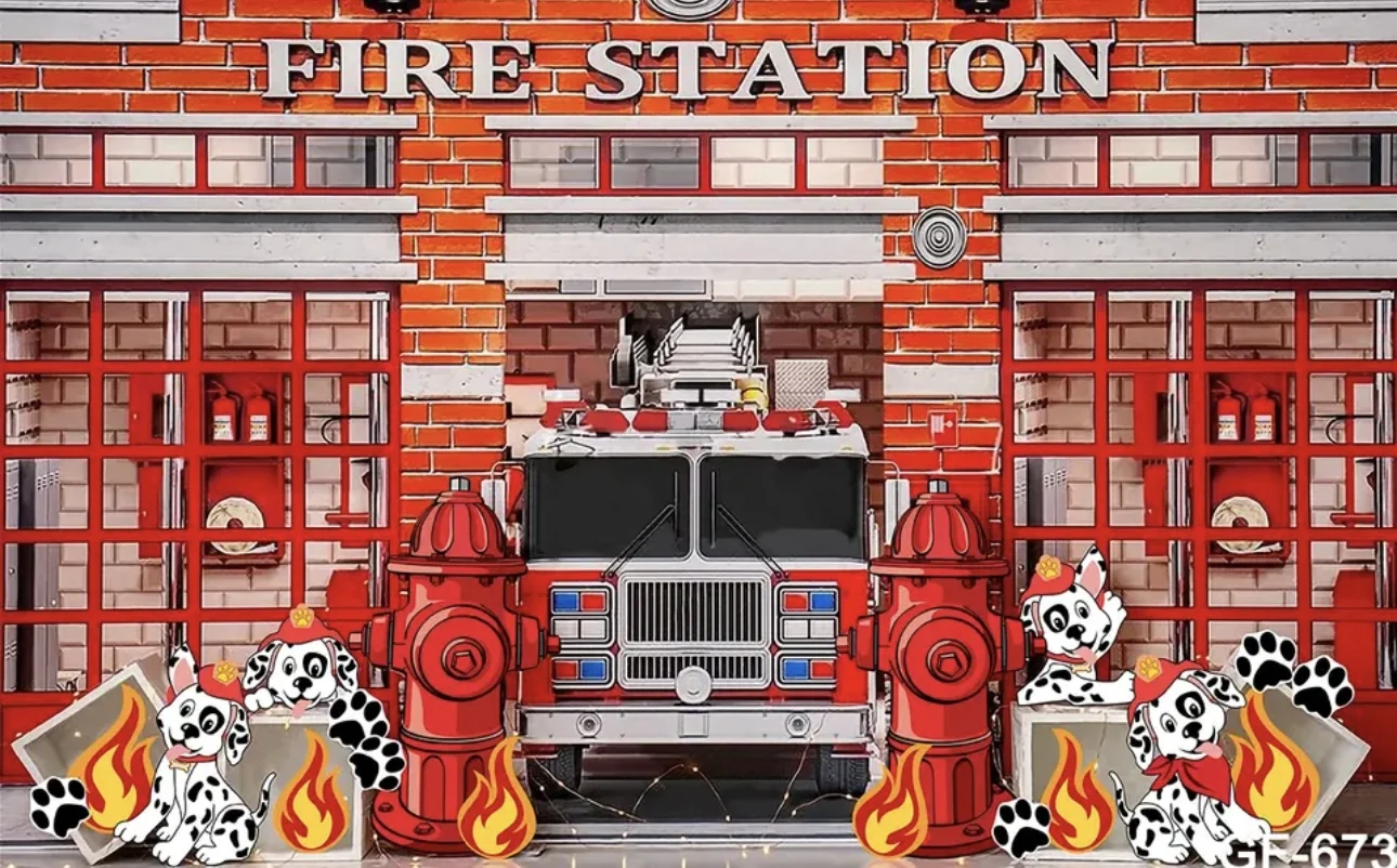 Firefighter Sam&S Birthday Party Backdrop Fireman Fire Truck Photography Background Boy Birthday Party Decorations Banner birthday backdrop party decoration party supplies