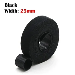Adjustable Hook and Loop Cable Ties - Versatile Cable Organizer and Cord Management Solution - 30 rolls (Black x 25mm)